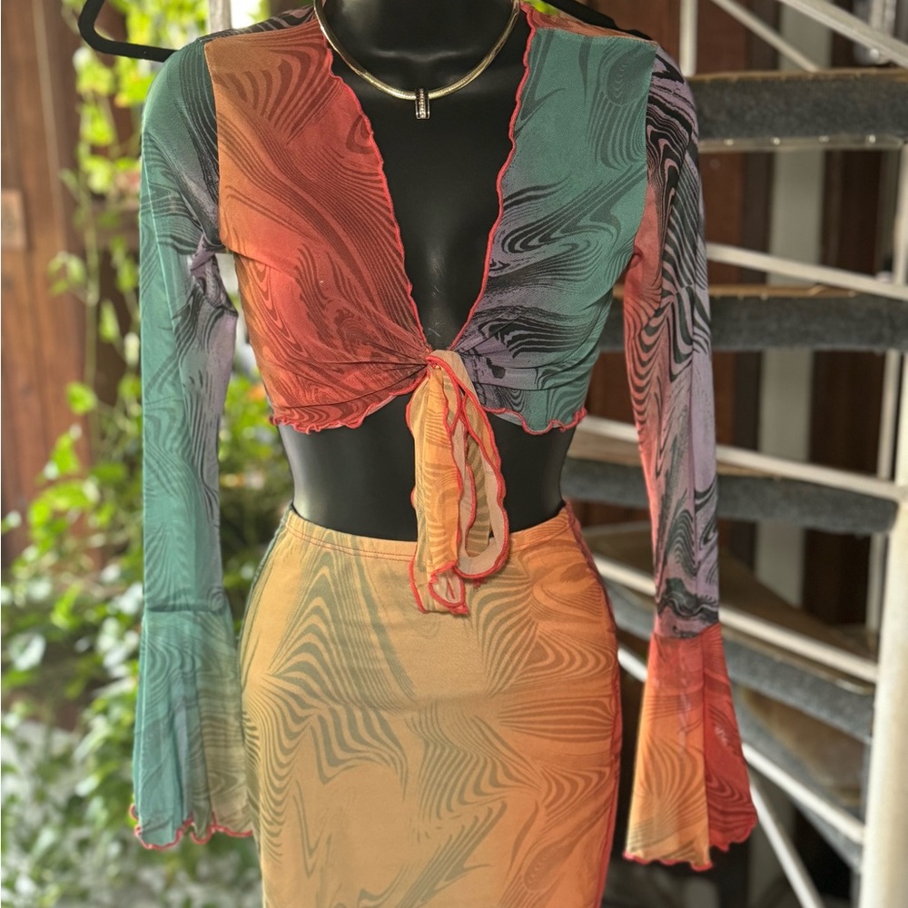 Multicolor Tie-Dye Skirt Set